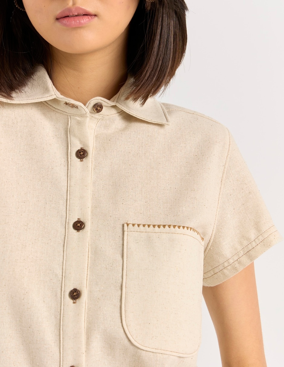 Blusa camisera manga corta para mujer 9
