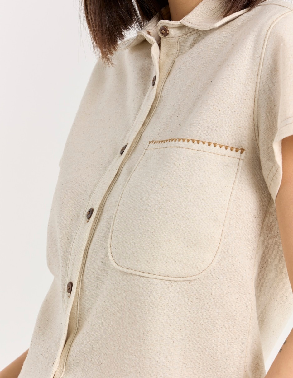 Blusa camisera manga corta para mujer 10