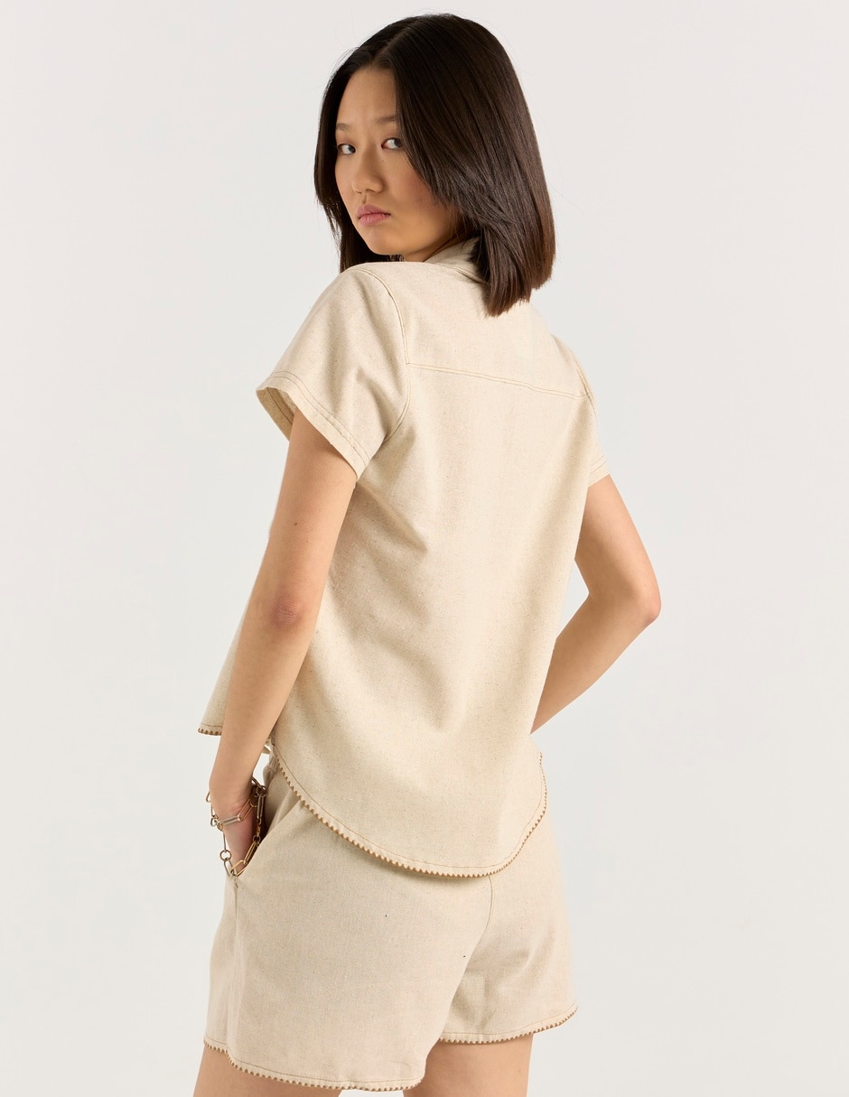 Blusa camisera manga corta para mujer 11