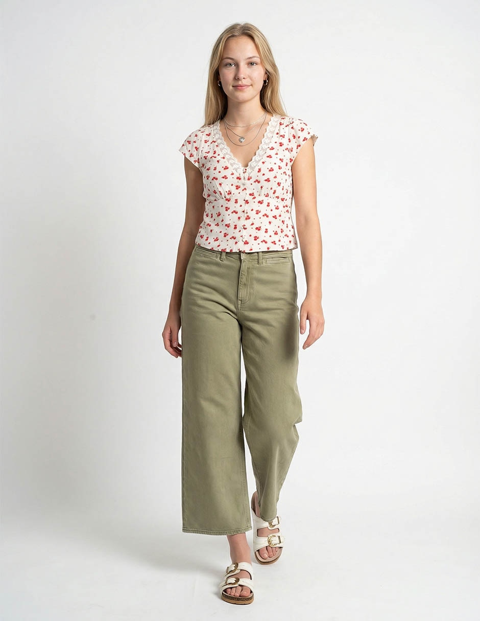 Jeans wide leg cintura media American Eagle para mujer