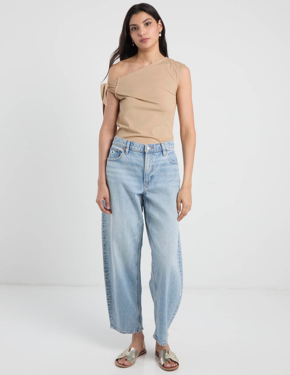 Jeans regular american eagle barrel corte cintura para mujer