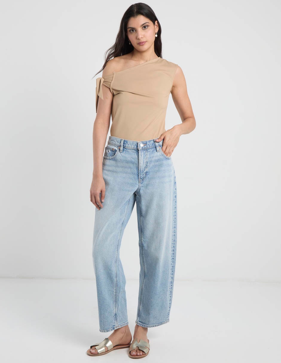 Jeans regular american eagle barrel corte cintura para mujer