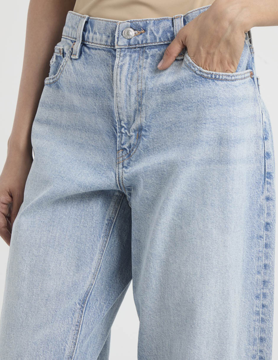 Jeans regular american eagle barrel corte cintura para mujer