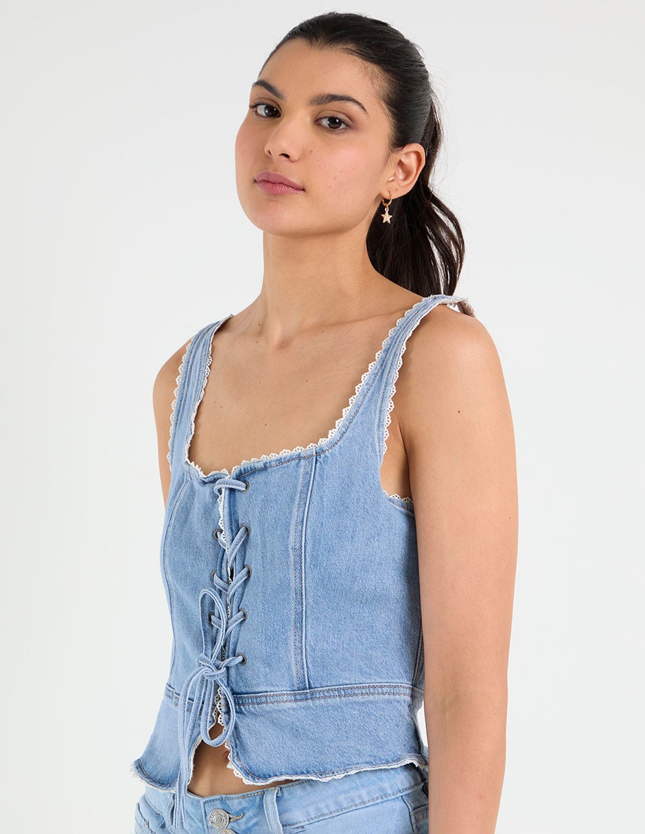 Top American Eagle Cuello (Si Aplica) Con Escote Escote (Si Aplica) Cuadrado Tirante (Si Aplica) Clásico