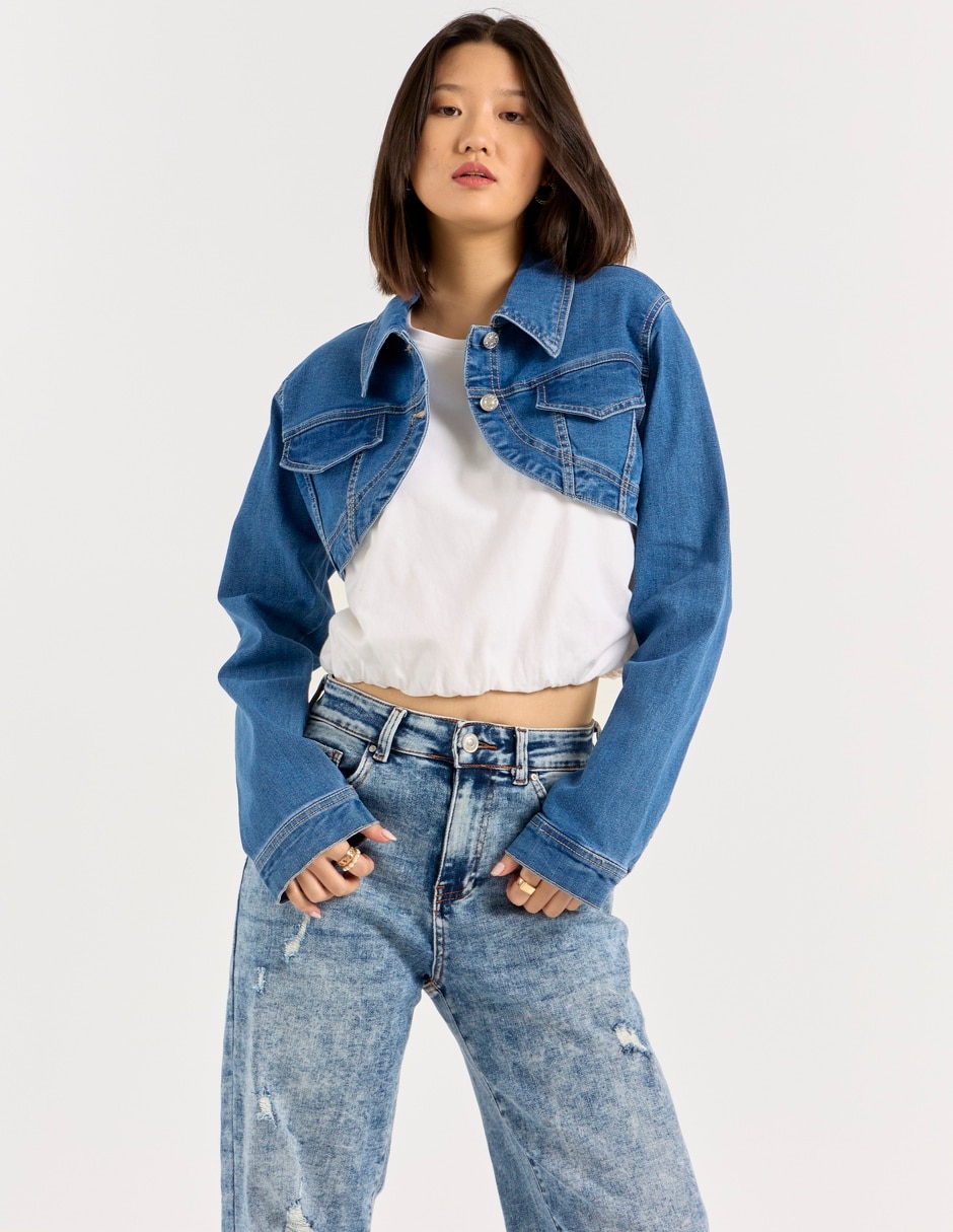 Chamarra denim Coffee Bean de mezclilla para mujer