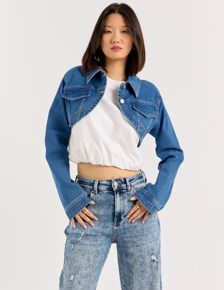 Chamarra denim Coffee Bean de mezclilla para mujer