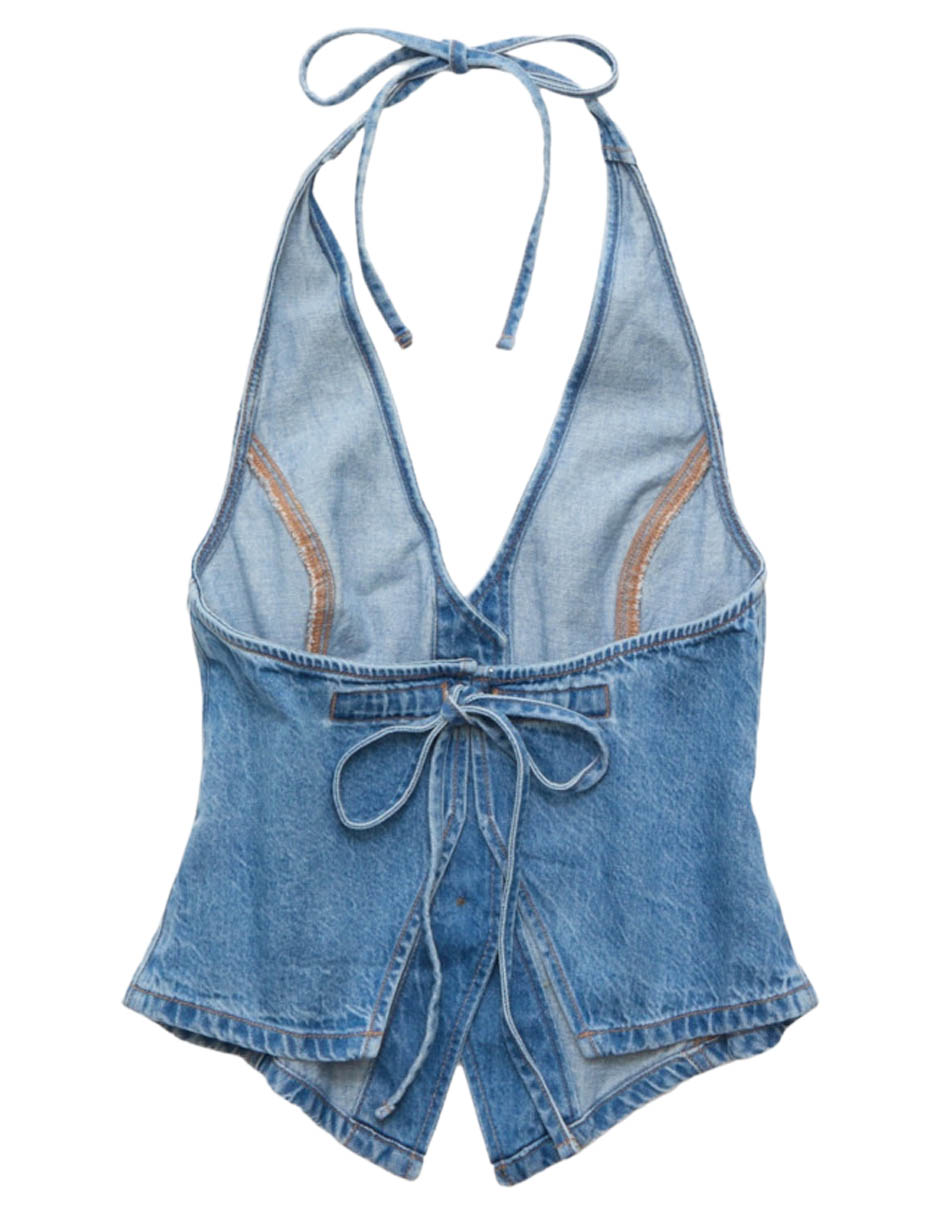 Top American Eagle cuello halter escote espalda abierta tirante delgado