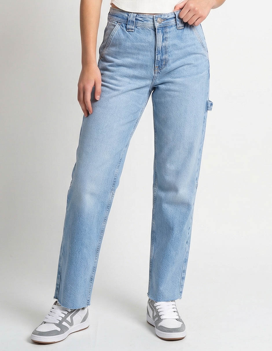 Jeans amplio cintura media para mujer 1