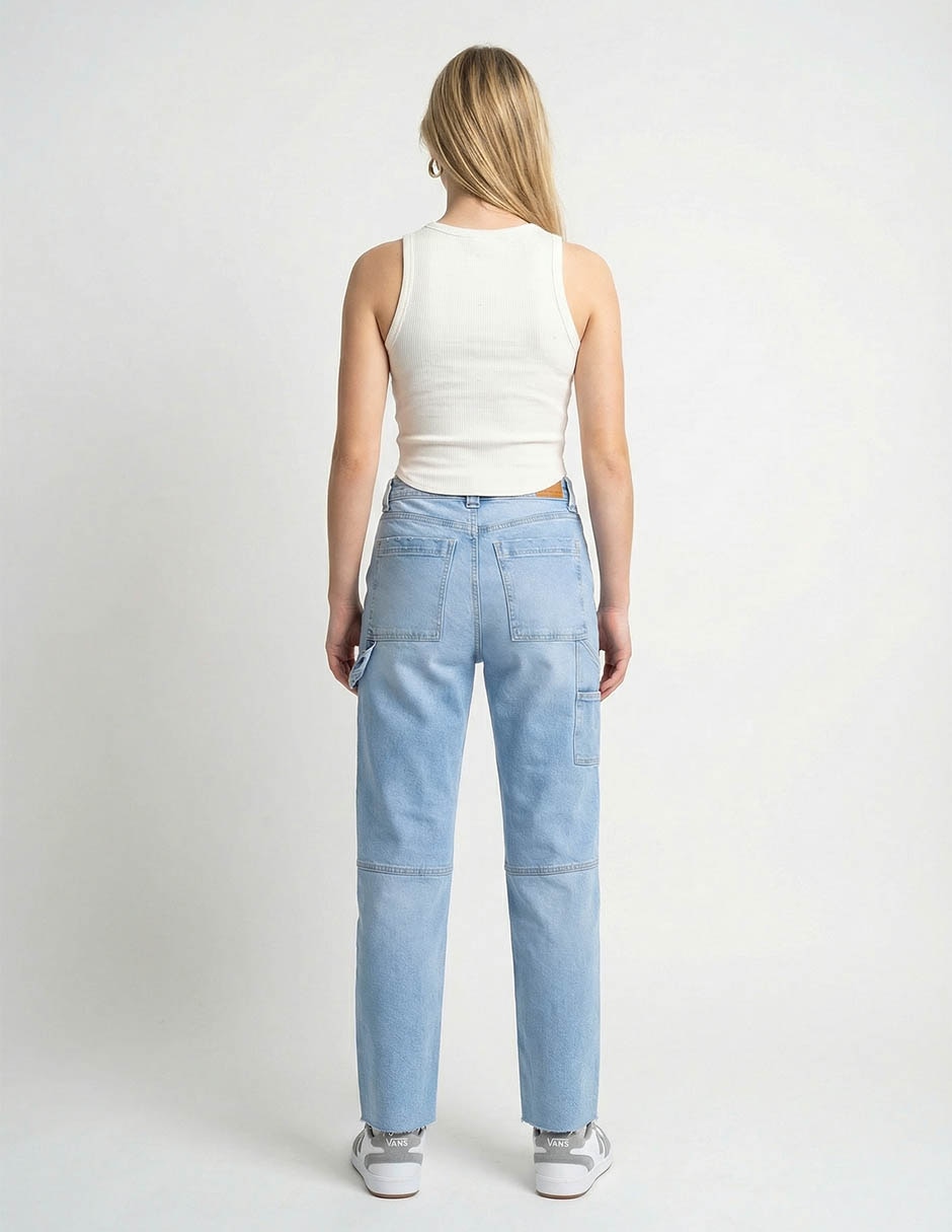 Jeans amplio cintura media para mujer 7