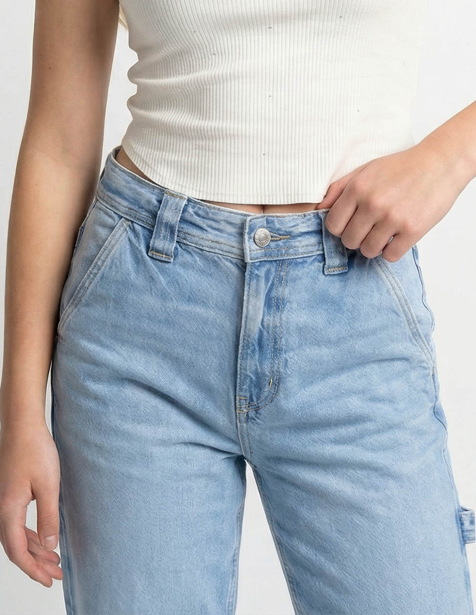 Jeans amplio cintura media para mujer 9