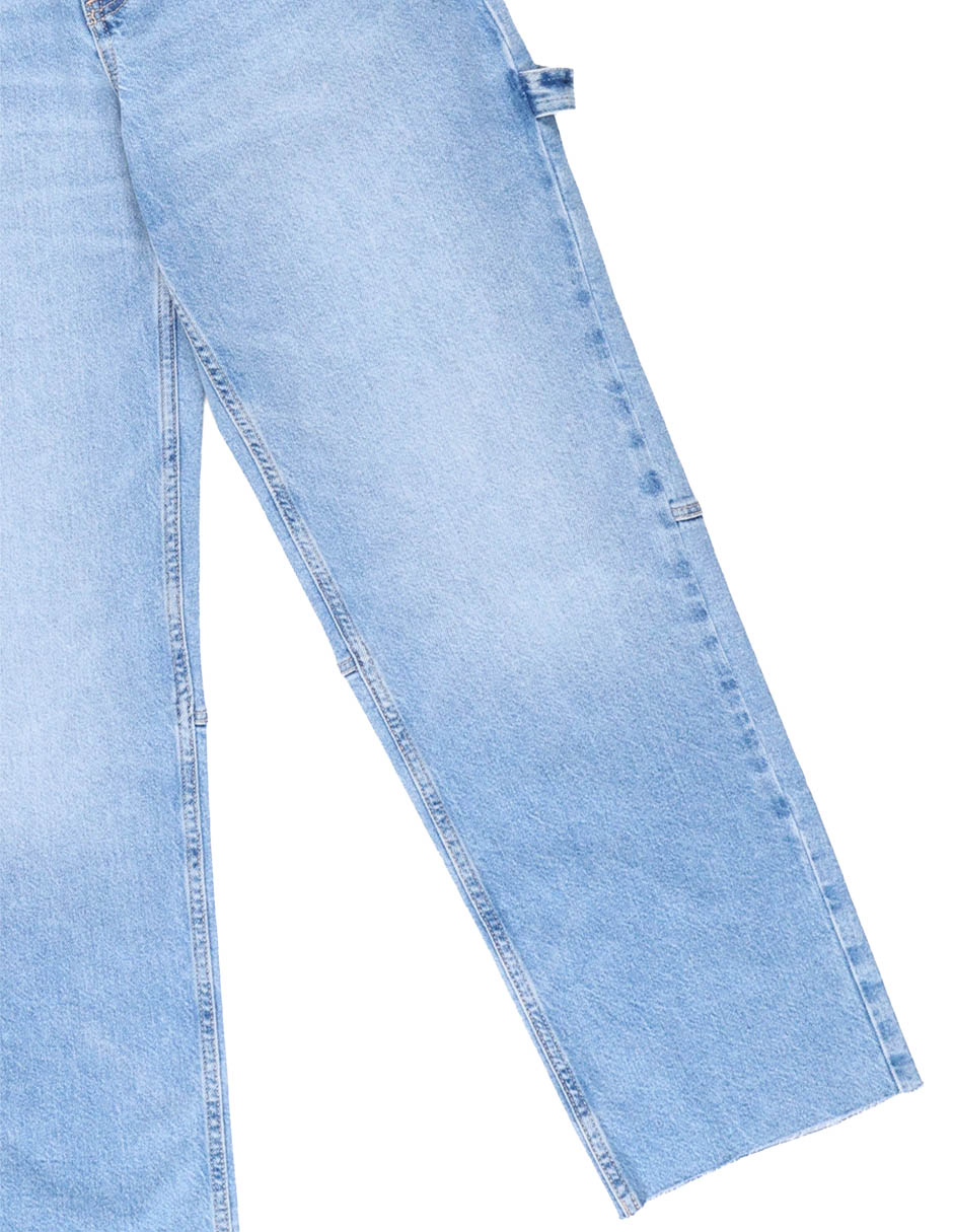 Jeans amplio cintura media para mujer 11