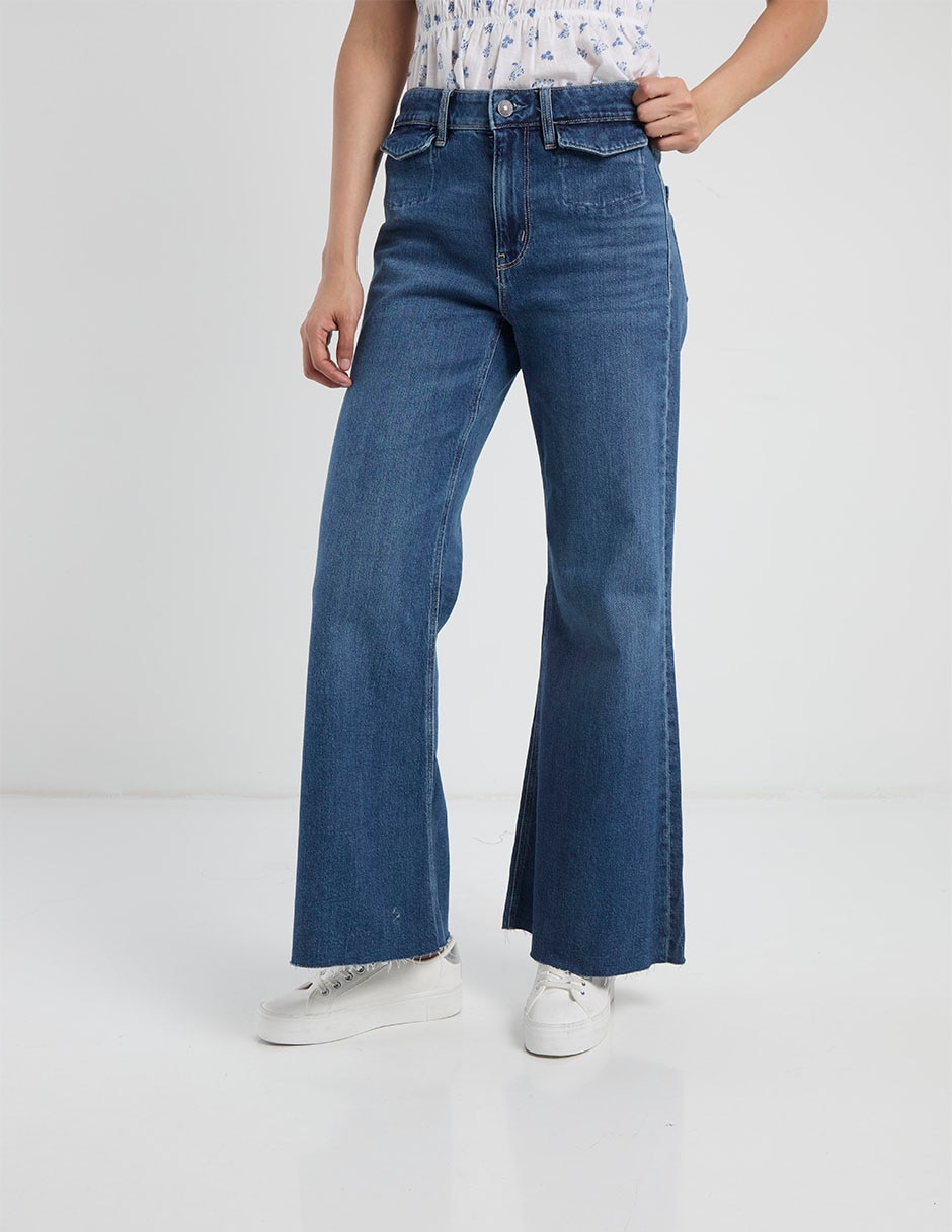Jeans regular flare flare corte cintura para mujer