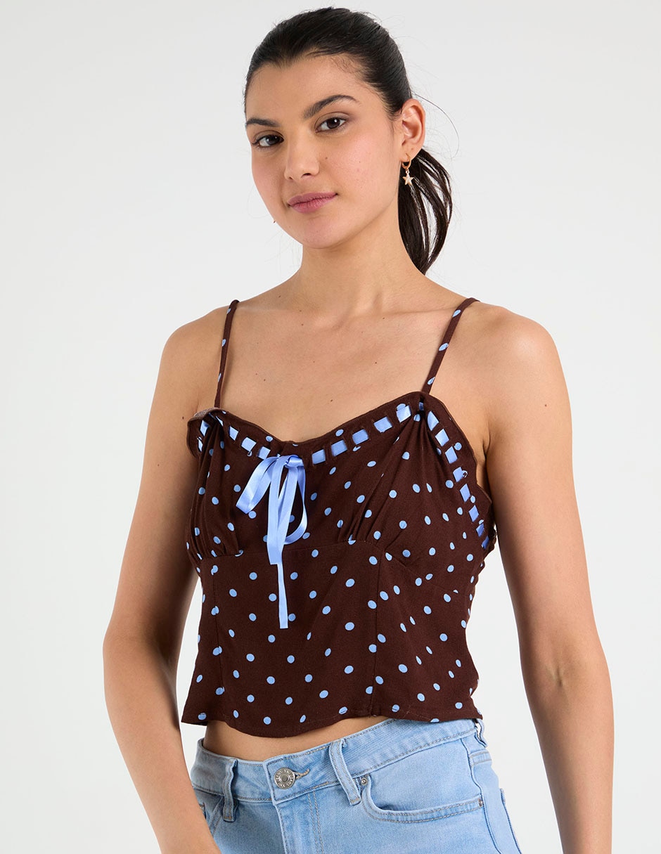 Top escote corazón tirante delgado