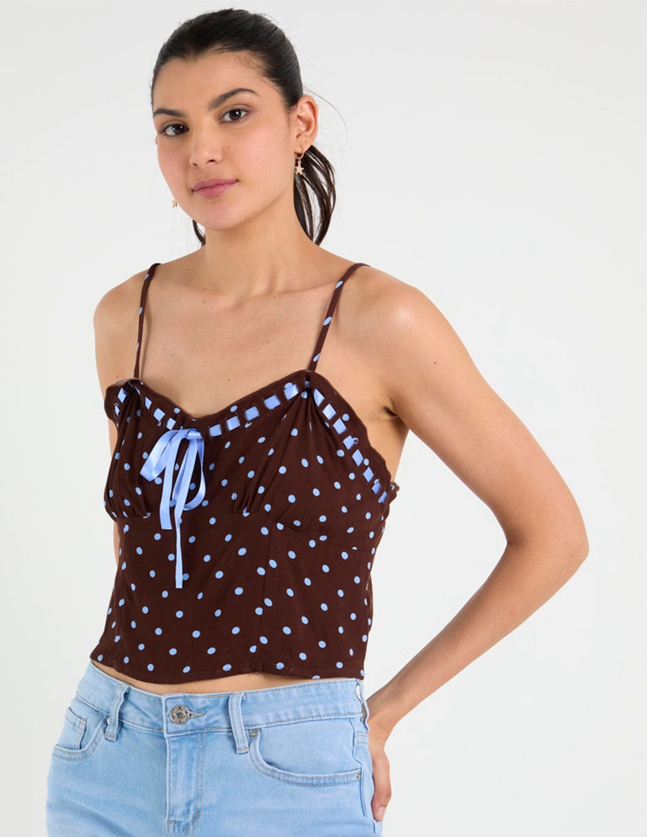 Top american eagle escote corazón tirante delgado