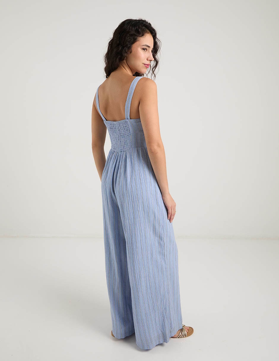 Jumpuit de algodón estampado a rayas para mujer 10