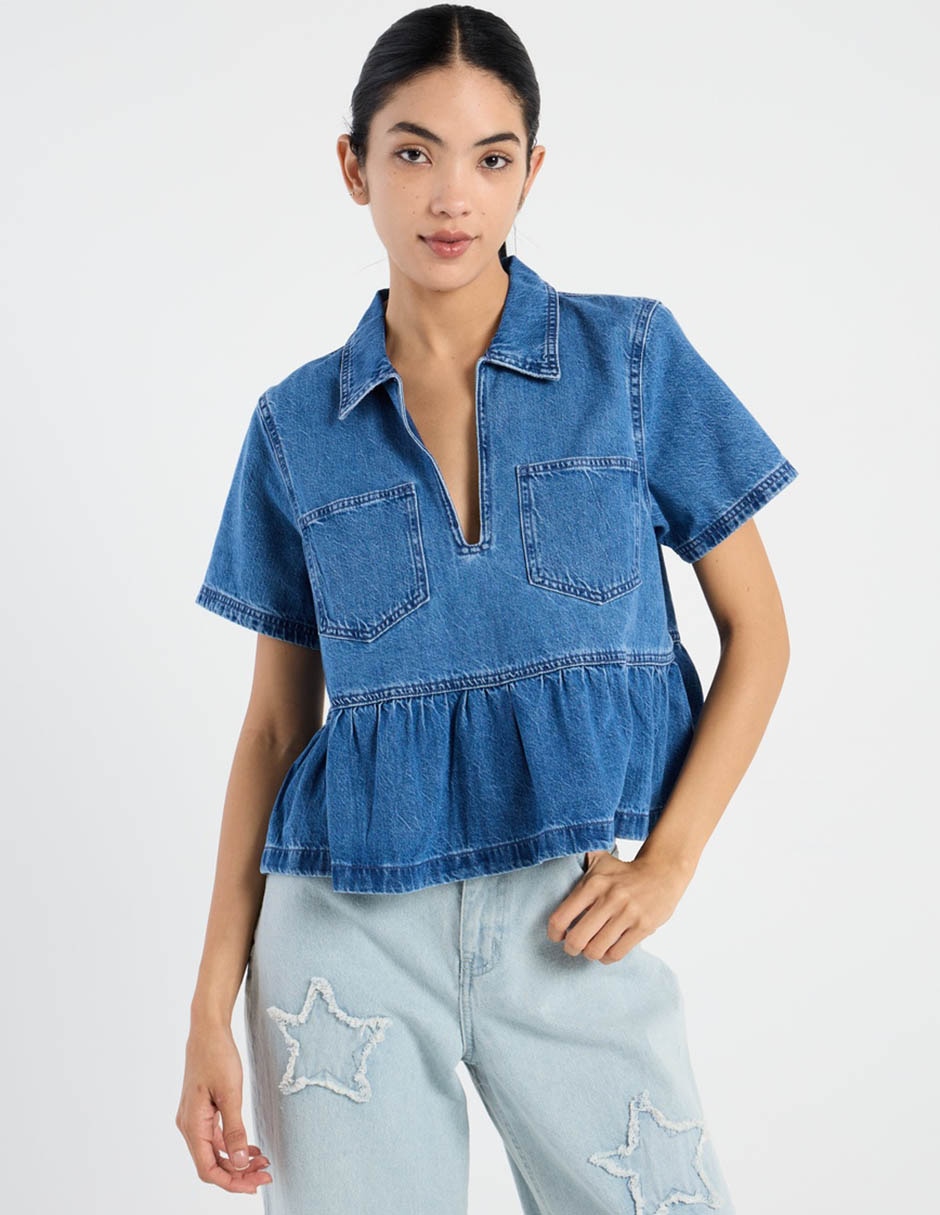 Blusa manga corta para mujer