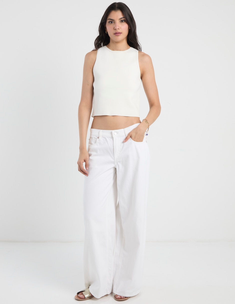Jeans regular wide leg american eagle fashion corte cintura para mujer