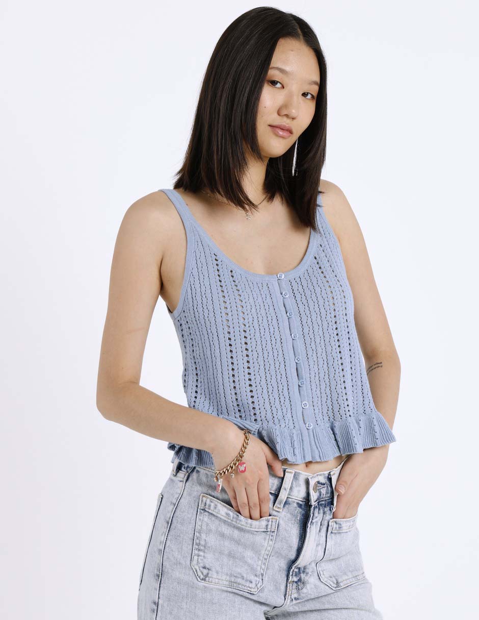 Top American Eagle cuello redondo escote medio tirante delgado
