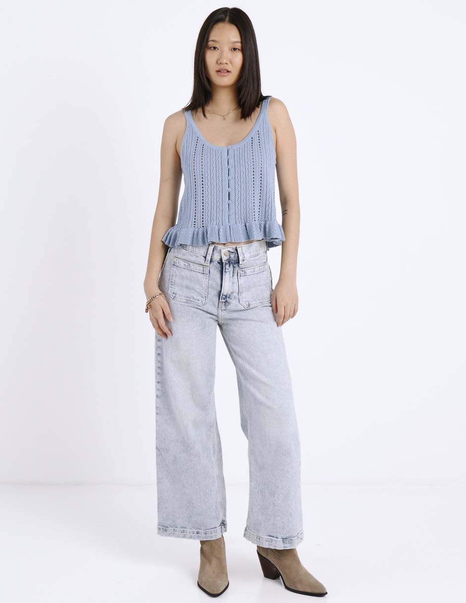 Top American Eagle cuello redondo escote medio tirante delgado