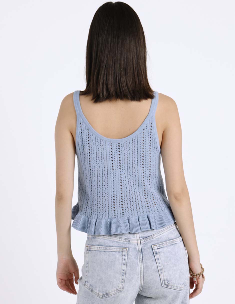 Top American Eagle cuello redondo escote medio tirante delgado