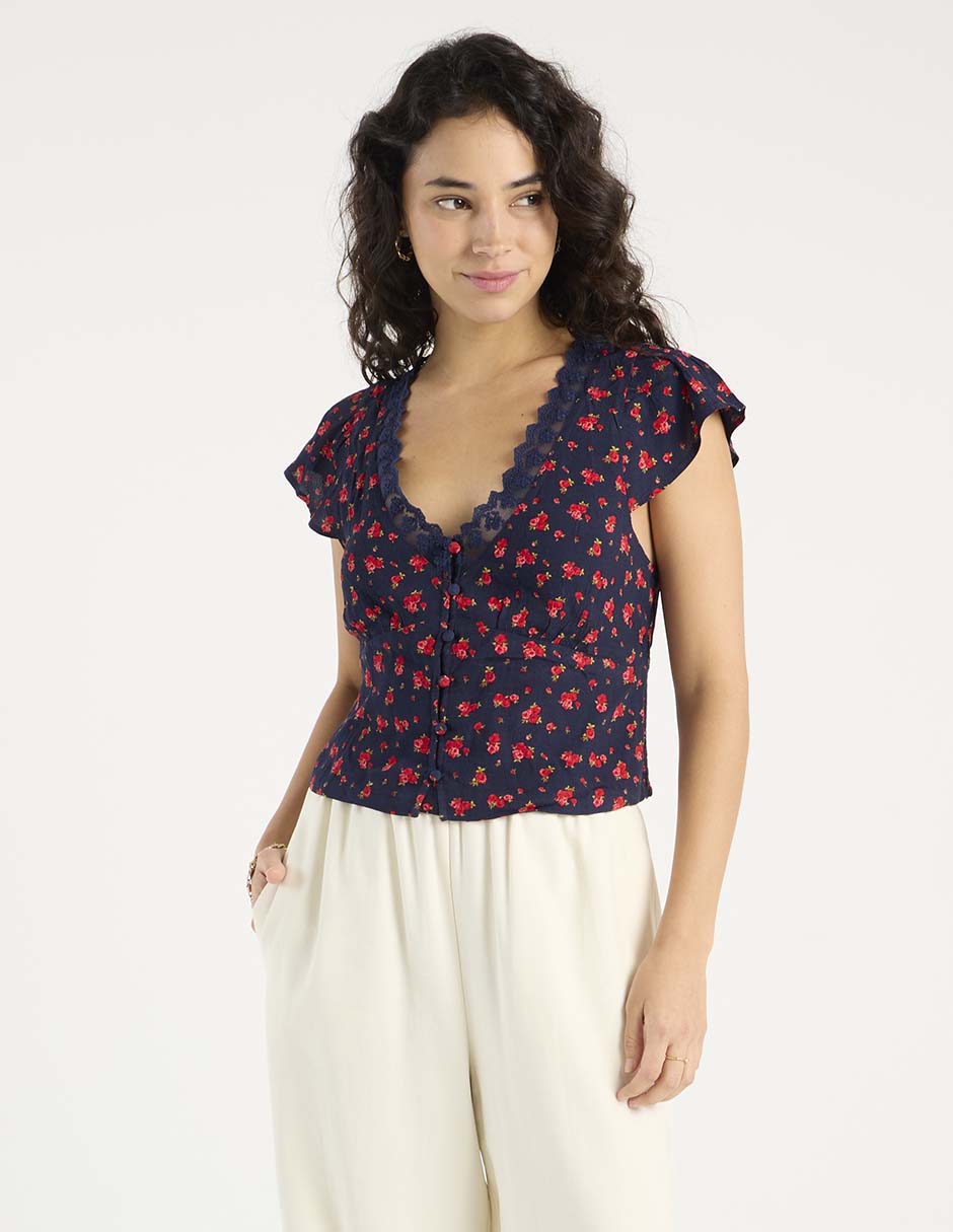 Blusa manga corta para mujer