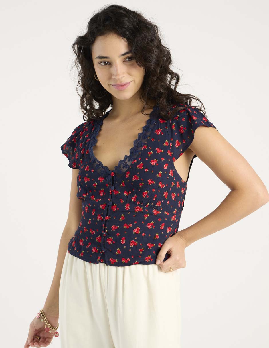Blusa manga corta para mujer
