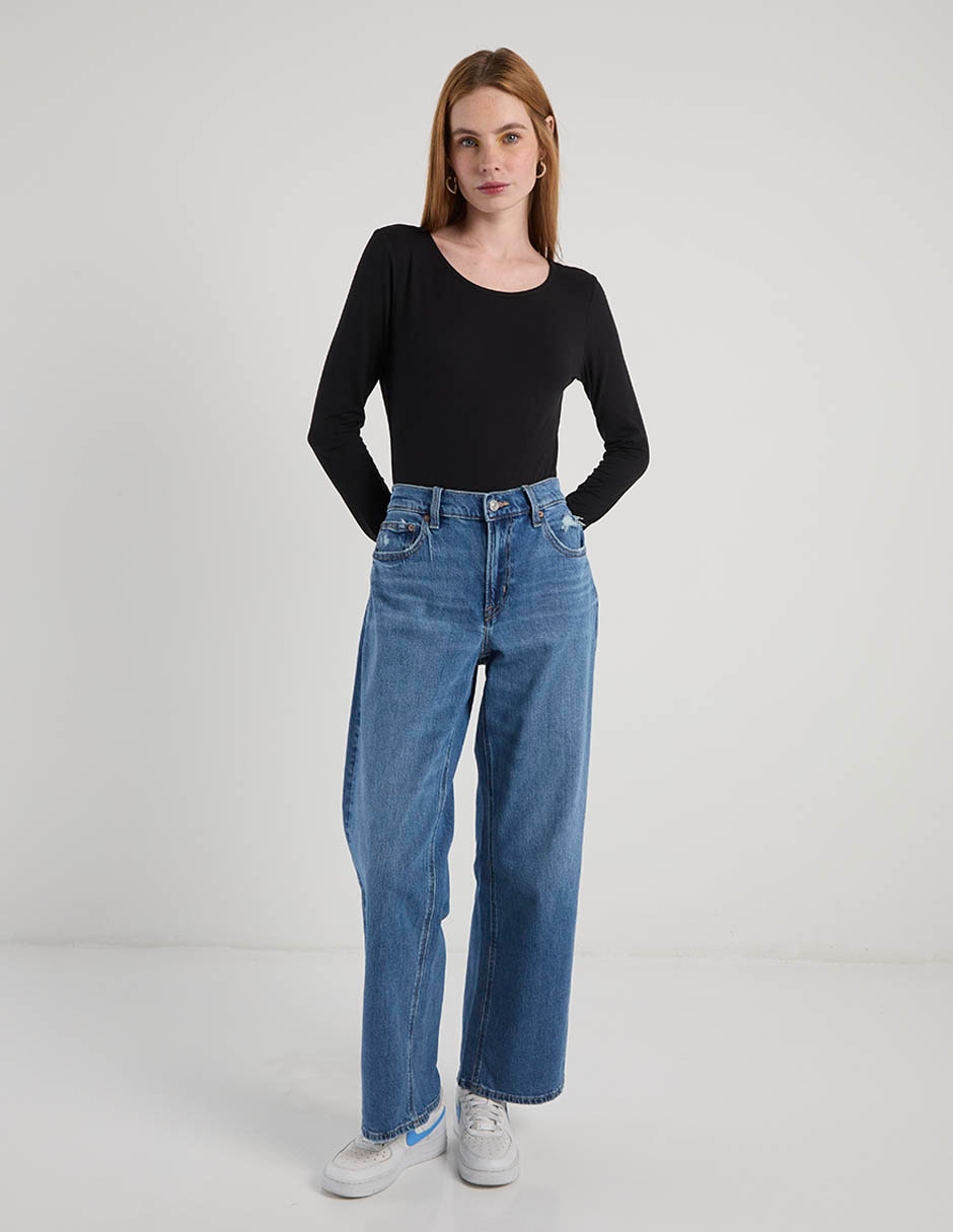 Jeans relaxed amplio cintura American Eagle para mujer
