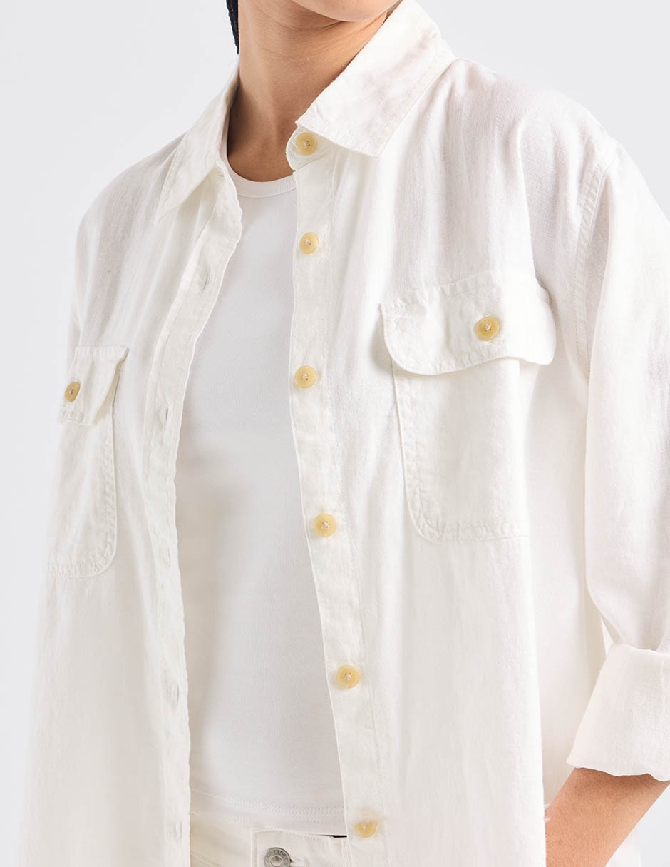 Blusa camisera manga larga para mujer