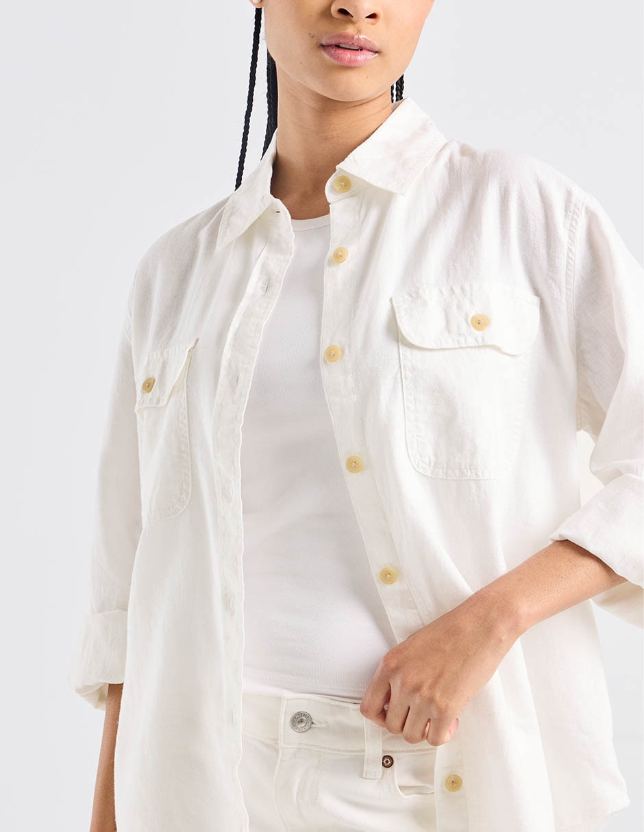 Blusa camisera manga larga para mujer