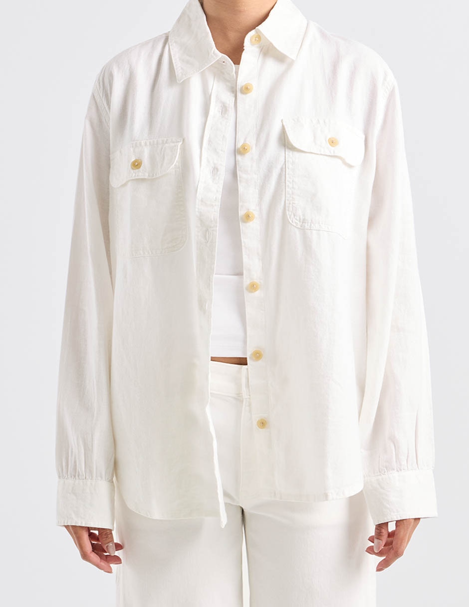 Blusa camisera manga larga para mujer