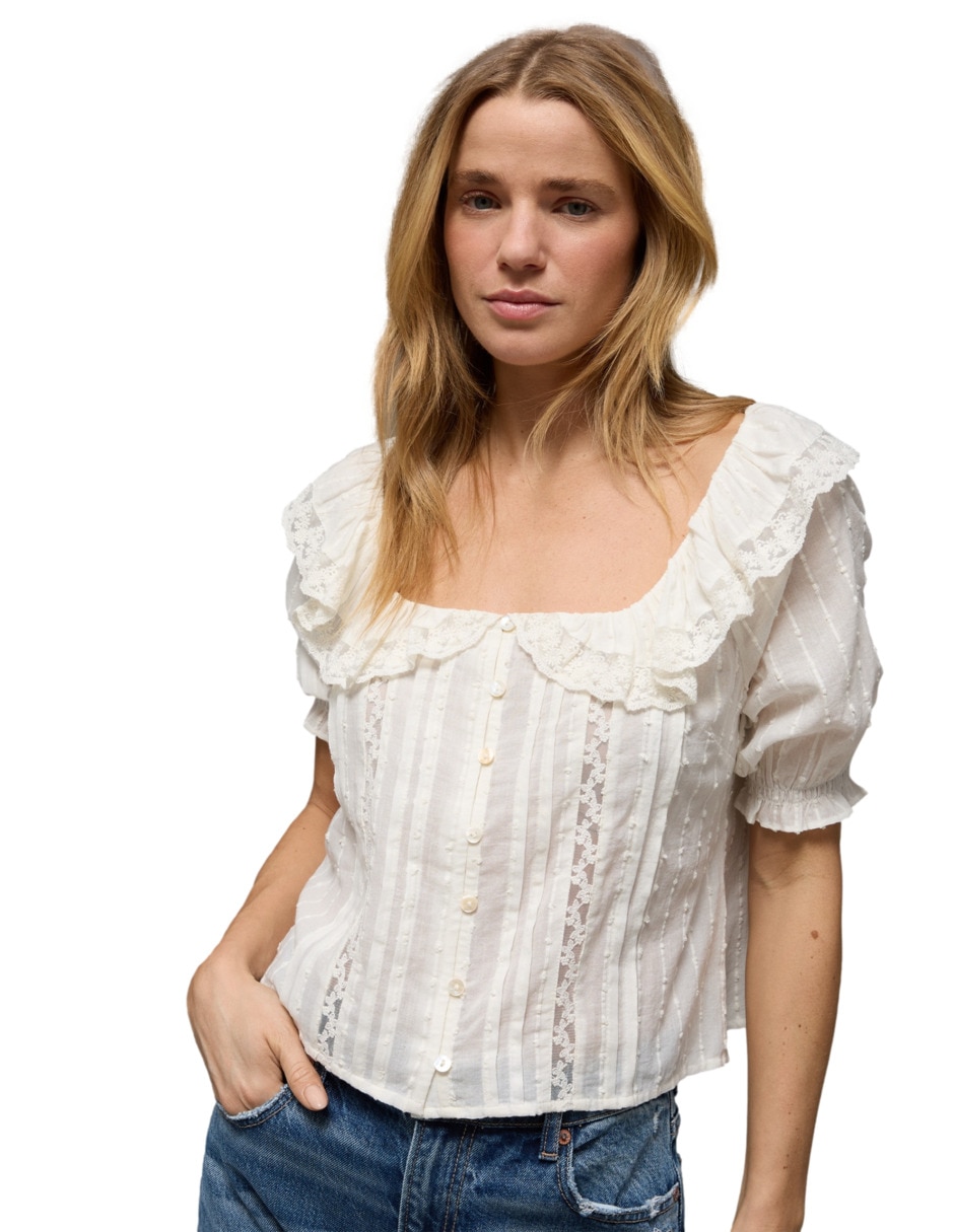 Blusa American Eagle manga corta para mujer