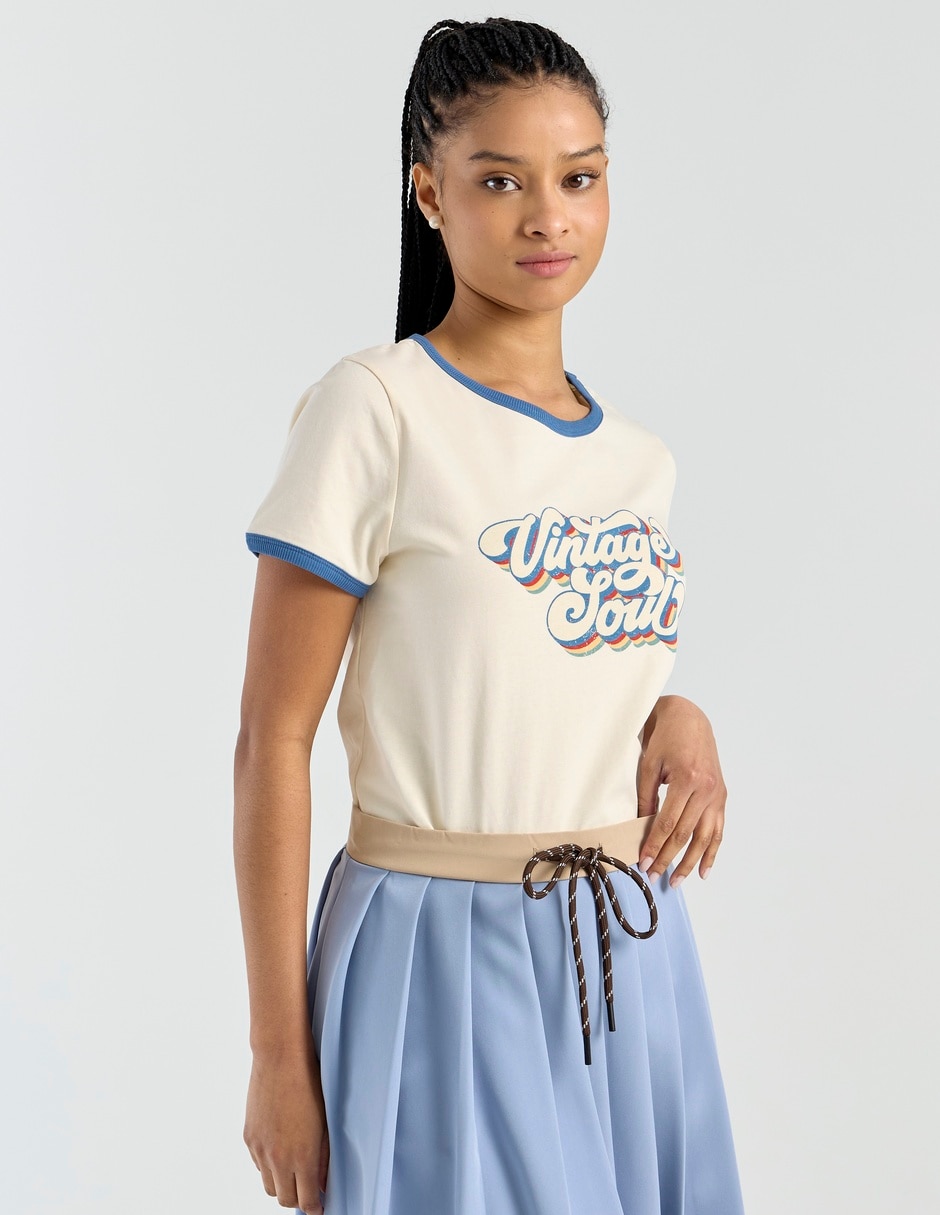 Blusa manga corta cuello redondo para mujer 1