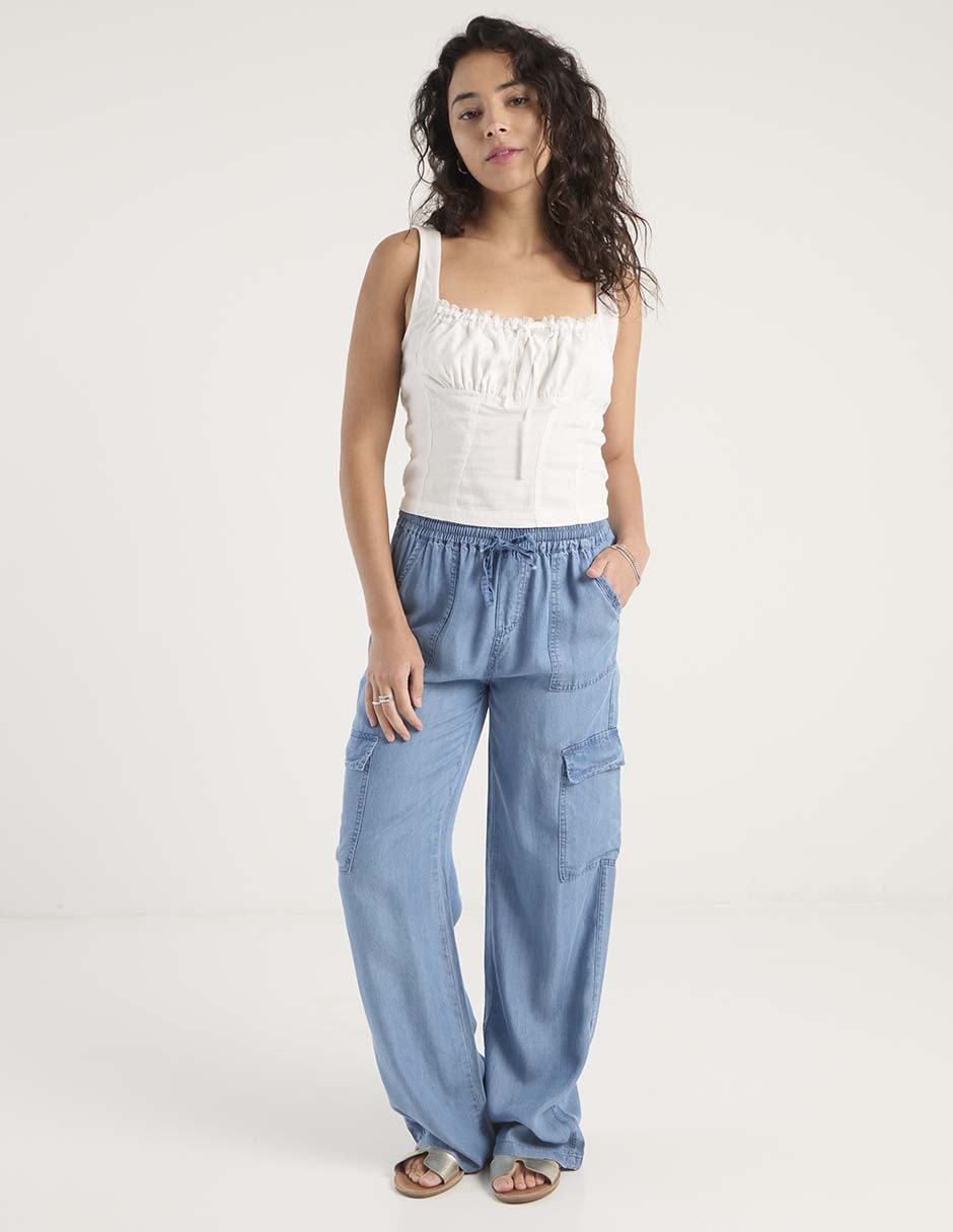 Pantalón cargo Coffee Bean loose para mujer
