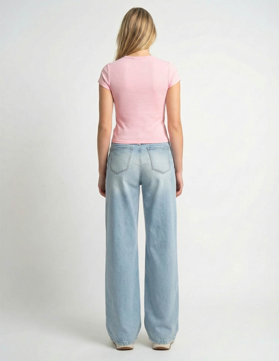 Jeans amplio cintura alta para mujer 7