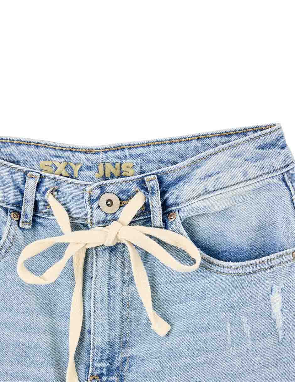 Jeans amplio cintura alta para mujer 10
