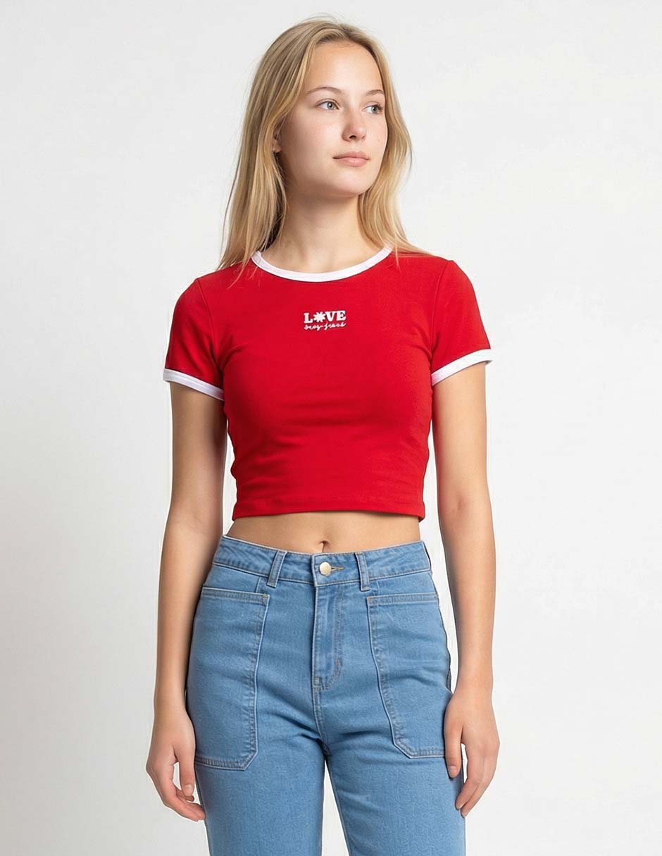 Playera manga corta cuello redondo para mujer 1