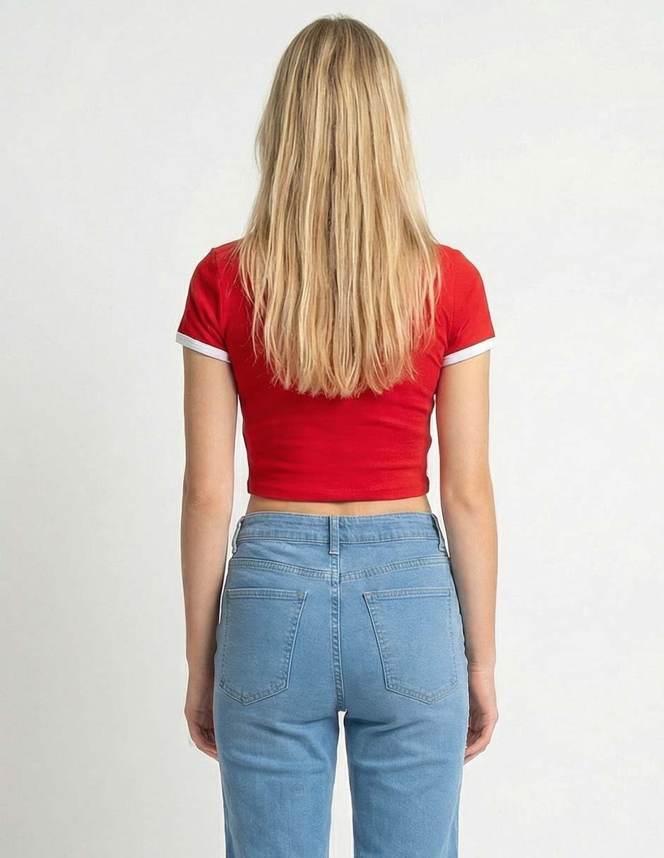 Playera manga corta cuello redondo para mujer 6