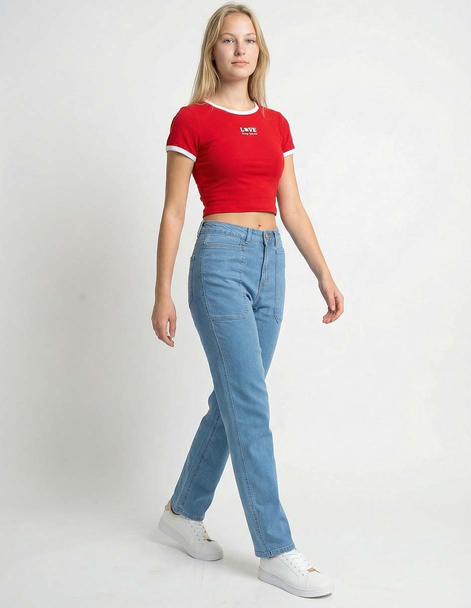 Playera manga corta cuello redondo para mujer 7
