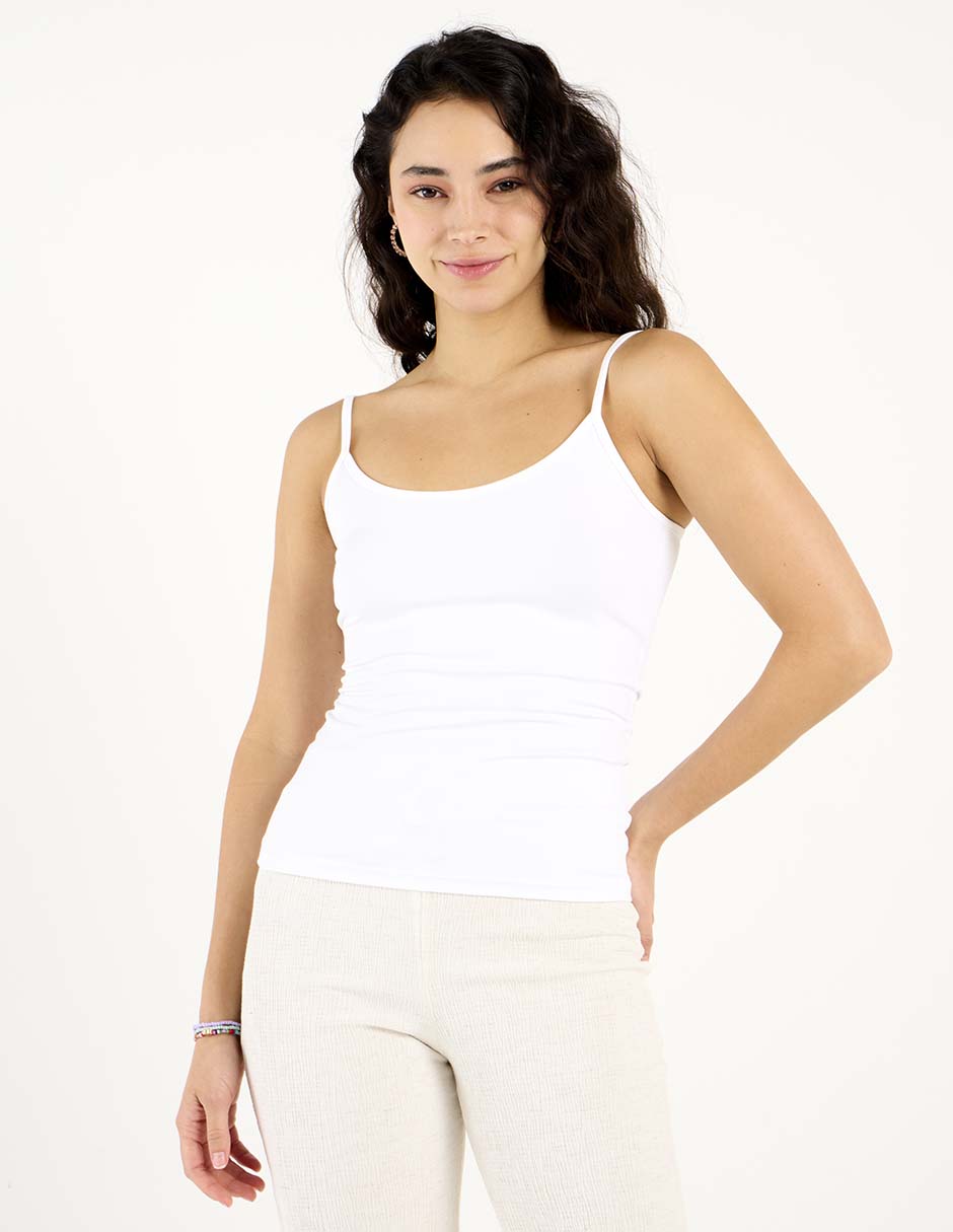 Top cuello redondo tirante delgado Top cuello redondo tirante delgado