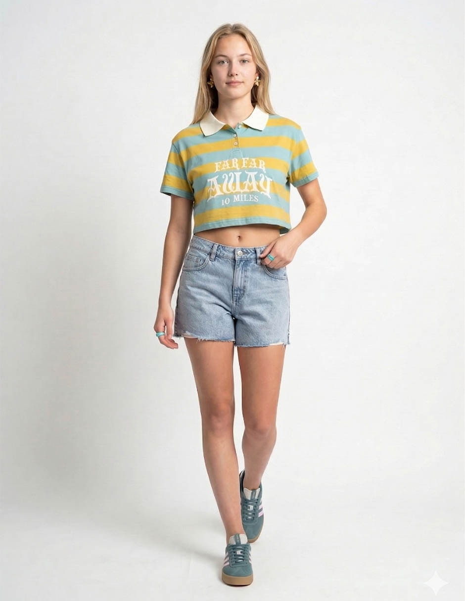 Playera manga corta Shrek cuello polo para mujer