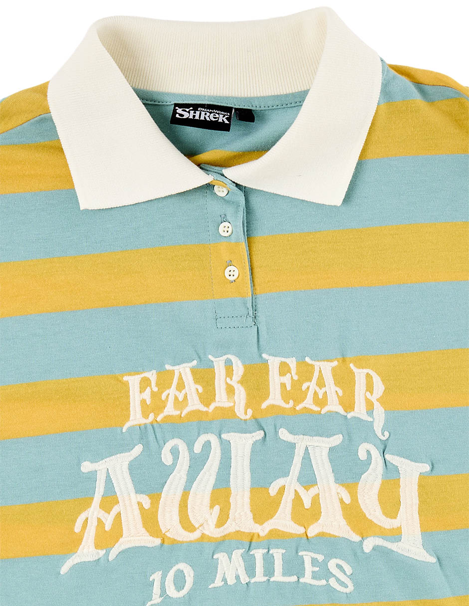 Playera manga corta Shrek cuello polo para mujer