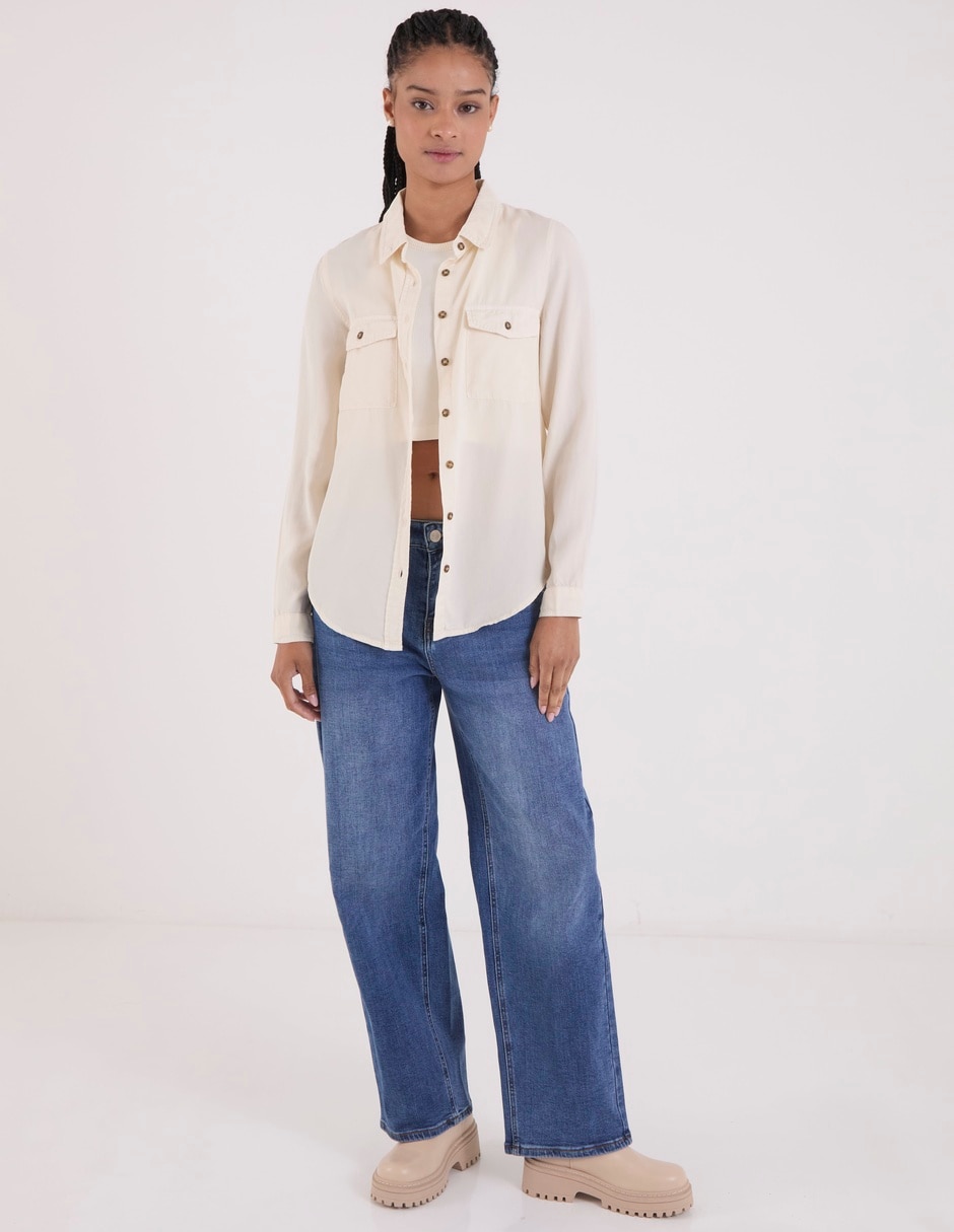 Blusa camisera Coffee Bean manga larga para mujer
