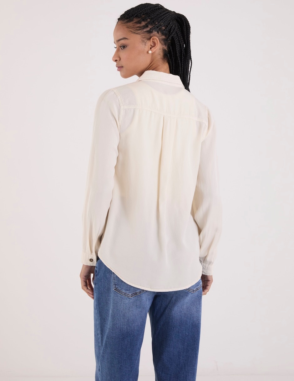 Blusa camisera Coffee Bean manga larga para mujer