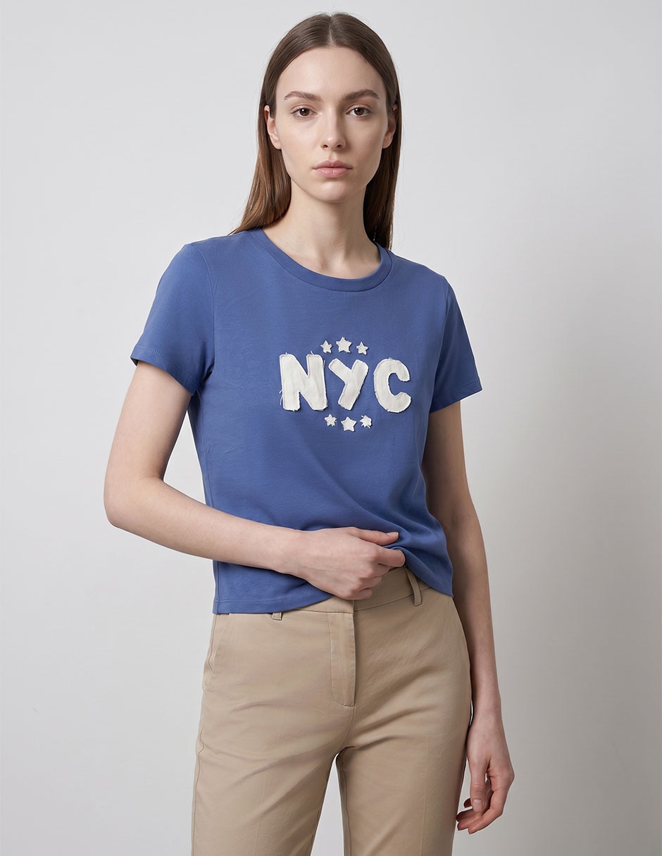 Playera manga corta cuello redondo para mujer