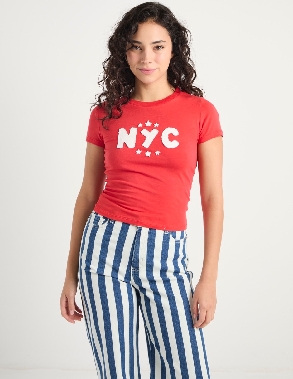 Playera manga corta cuello redondo para mujer Playera manga corta cuello redondo para mujer