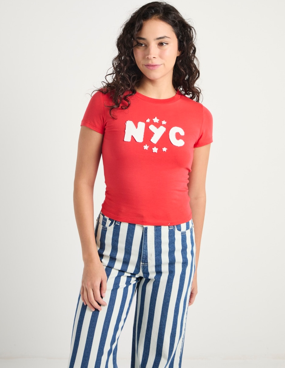 Playera manga corta Coffee Bean cuello redondo para mujer