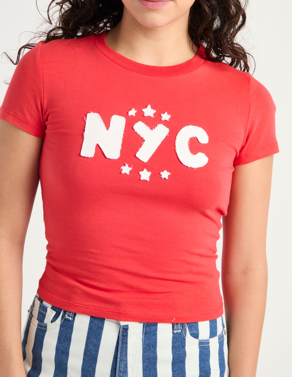 Playera manga corta Coffee Bean cuello redondo para mujer