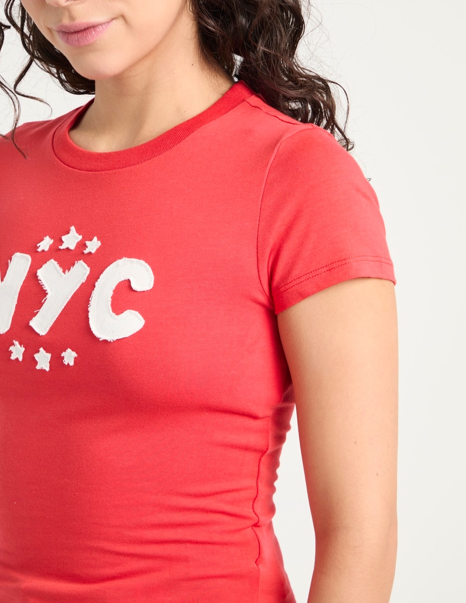 Playera manga corta Coffee Bean cuello redondo para mujer