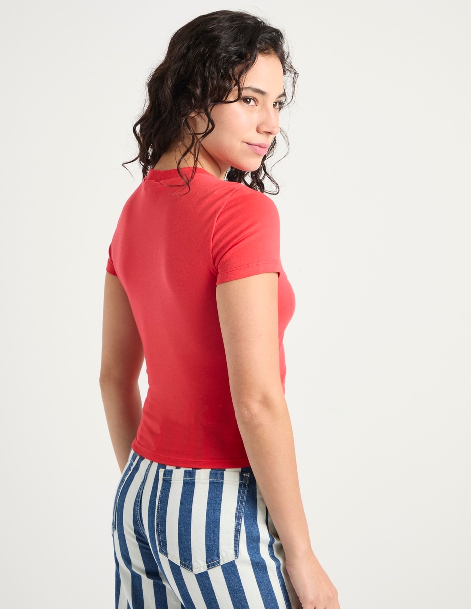 Playera manga corta Coffee Bean cuello redondo para mujer