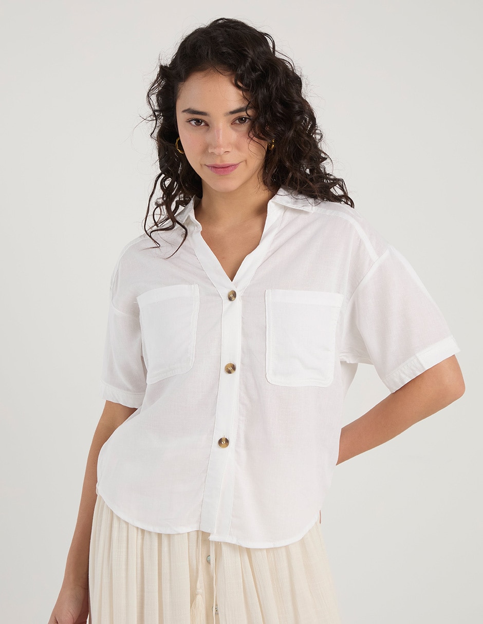 Blusa camisera manga al codo para mujer 1